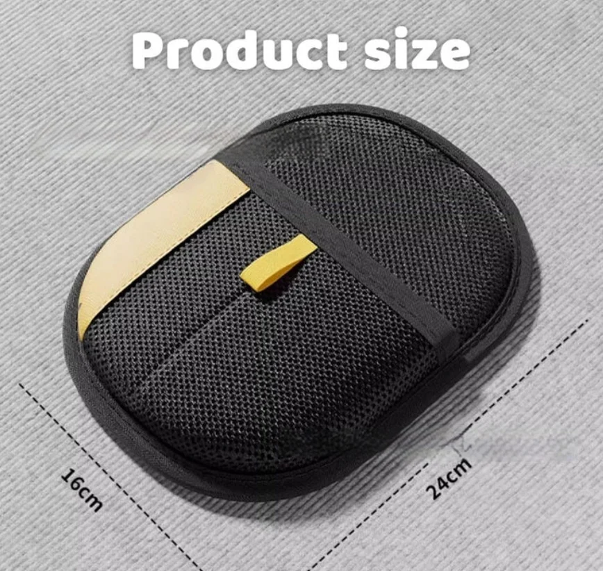 Glove size, 24 by 16 cm