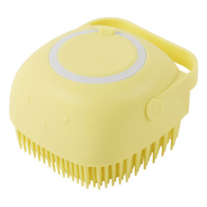 Yellow silicone bath brush with shampoo chamber